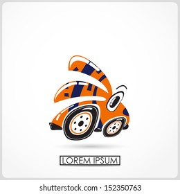 Cartoon monster car isolated on white. vector