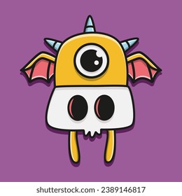 Cartoon monster character for logo, sticker and more