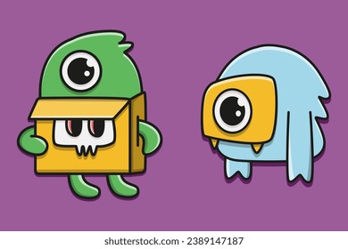 Cartoon monster character for logo, sticker and more