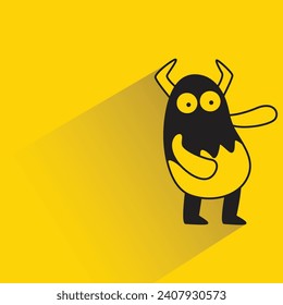 cartoon monster character with shadow on yellow background