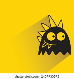 cartoon monster character with shadow on yellow background