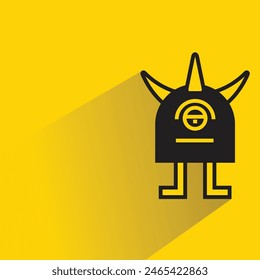 cartoon monster character with shadow on yellow background