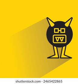 cartoon monster character with shadow on yellow background