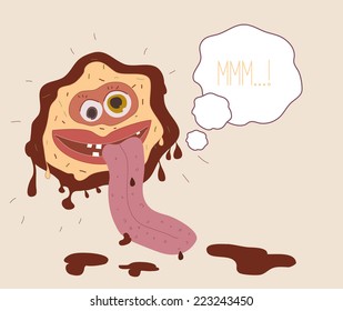 Cartoon monster chocolate donut