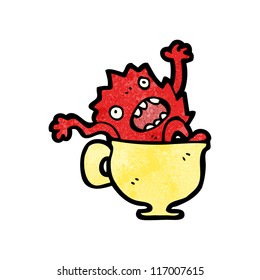 cartoon monster in coffee cup