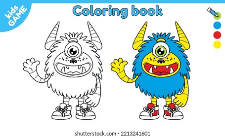 Cartoon-Monster. Farbbuch. Vektorgrafik von Karikaturmutant im kindischen Stil.