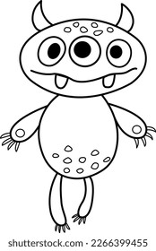 Cartoon Monster for Coloring Page. Vector Illustration of a Funny Monster on a White Background

