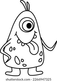 Cartoon Monster for Coloring Page. Vector Illustration of a Funny Monster on a White Background