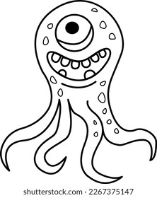 Página Monstruo de caricaturas para colorear. Ilustración vectorial de un monstruo gracioso en un fondo blanco