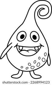 Cartoon Monster for Coloring Page. Vector Illustration of a Funny Monster on a White Background