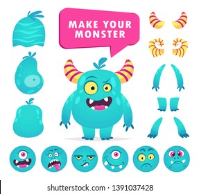 Cartoon Monster Creation Kit Cute Face Stock Vector (Royalty Free ...