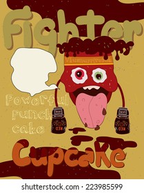 Cartoon monster cupcake