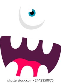 Cartoon Monster Cyclop Face Vector Illustration