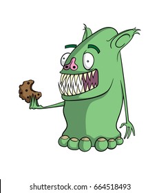 Cartoon monster eating a cookie svg