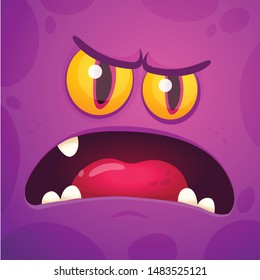 Cartoon monster face  expression. Vector Halloween monster square avatar
