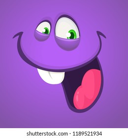 Cartoon monster face. Halloween illustration.