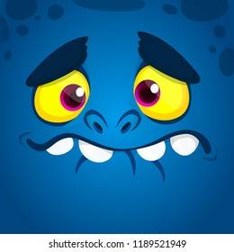 Cartoon monster face. Halloween illustration.