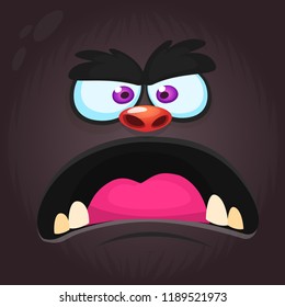 Cartoon monster face. Halloween illustration.