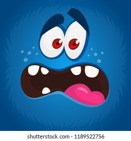 Cartoon monster face. Halloween illustration.