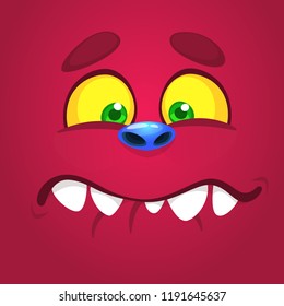 Cartoon monster face. Halloween illustration