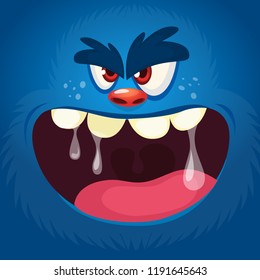 Cartoon monster face. Halloween illustration