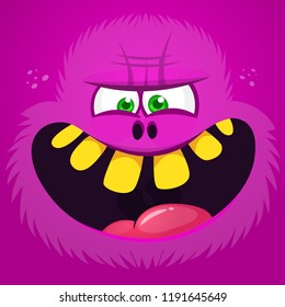 Cartoon monster face. Halloween illustration