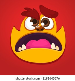 Cartoon monster face. Halloween illustration