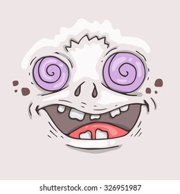 Cartoon monster face. Halloween illustration.