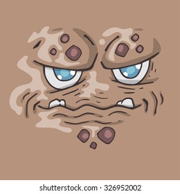 Cartoon monster face. Halloween illustration.