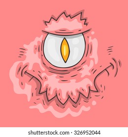 Cartoon monster face. Halloween illustration.
