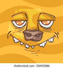 Cartoon monster face. Halloween illustration.