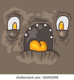 Cartoon monster face. Halloween illustration.