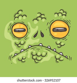 Cartoon monster face. Halloween illustration.