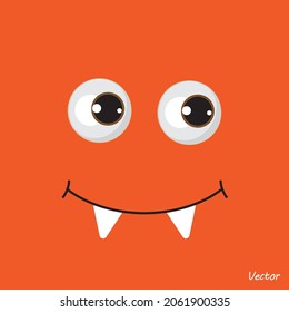 Cartoon monster face mask with mouth, teeth and eyes. Cute square emoticon avatar, funny character flat vector illustration