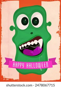 Cara de monstruo de dibujos animados en la ocasión de feliz Halloween, se puede utilizar como póster.