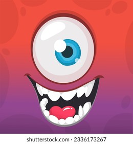 Cartoon monster face with one eye. Vector Halloween monster illustration. Great for package design or party decoration