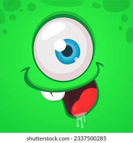 Cartoon monster face with one eye. Vector Halloween monster illustration. Great for package design or party decoration