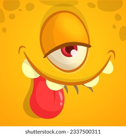 Cartoon monster face with one eye. Vector Halloween monster illustration. Great for package design or party decoration