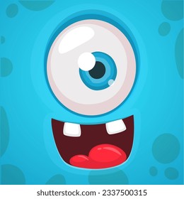 Cartoon monster face with one eye. Vector Halloween monster illustration. Great for package design or party decoration