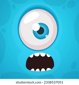 Cartoon monster face with one eye. Vector Halloween monster illustration. Great for package design or party decoration