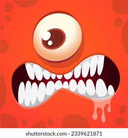 Cartoon monster face with one eye. Vector Halloween monster illustration. Great for package design or party decoration