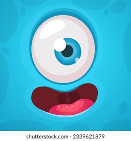 Cartoon monster face with one eye. Vector Halloween monster illustration. Great for package design or party decoration
