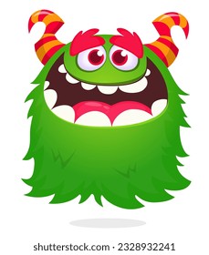Cartoon monster face. Smiling or laughing expression