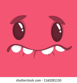 Cartoon monster face. Vector Halloween red smiling monster avatar