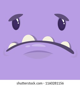Cartoon monster face. Vector Halloween blue  monster avatar
