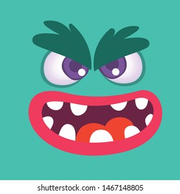 Cartoon monster face. Vector Halloween monster avatar