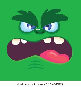 Cartoon monster face. Vector Halloween monster avatar