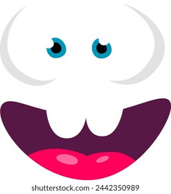 Cartoon Monster Face Vector Illustration