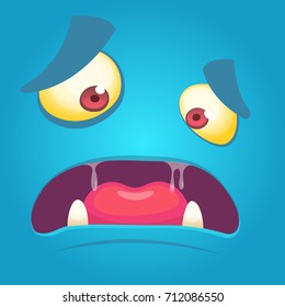 Cartoon monster face. Vector illustration of angry cartoon monster face for party