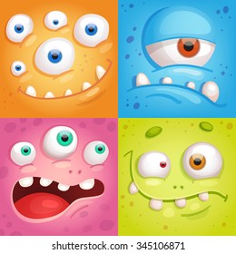 Cartoon monster faces